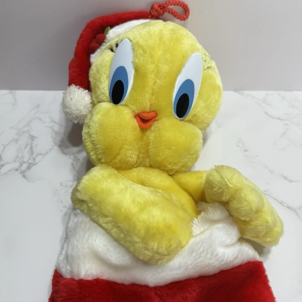 VTG 1991 Warner Bros. Looney Tunes Tweety Bird Christmas Stocking Plush Cartoon